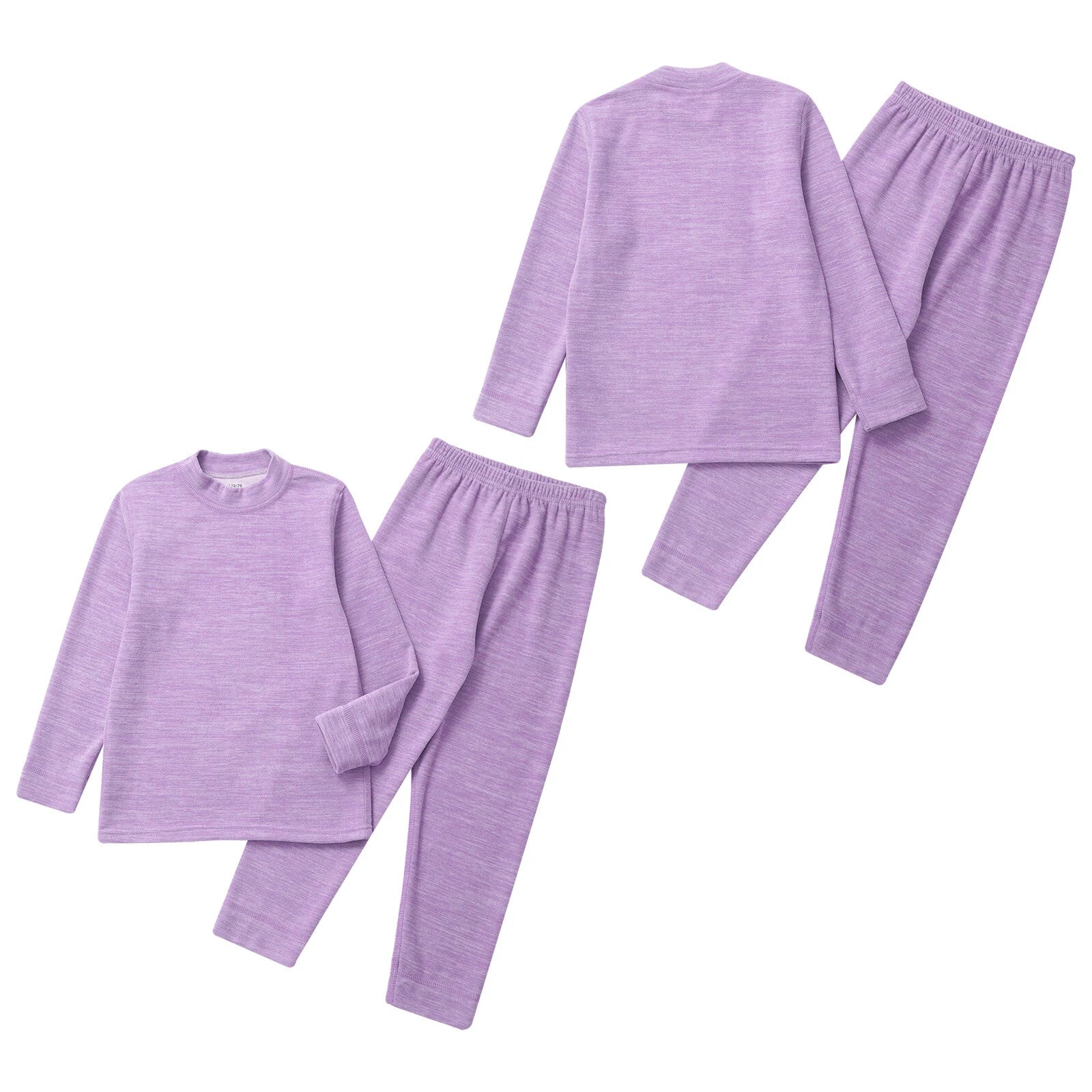 Girls Boys Pajamas Unisex Base Layer Suit Mock Neck Thermal Underwear Set Warm