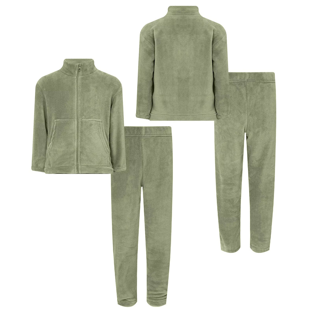 Kids Pajama Set Flannel Nightwear Soft Sleepwear Long Sleeve Homewear Fuzzy