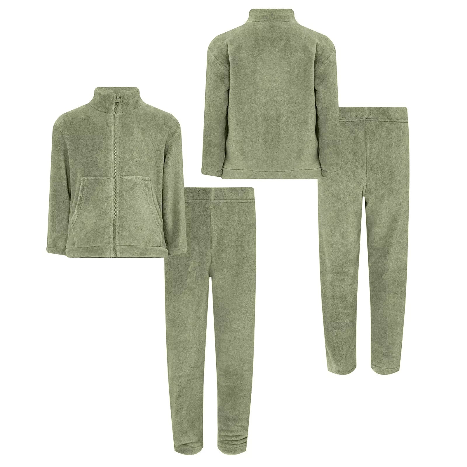 Kids Pajama Set Flannel Nightwear Soft Sleepwear Long Sleeve Homewear Fuzzy