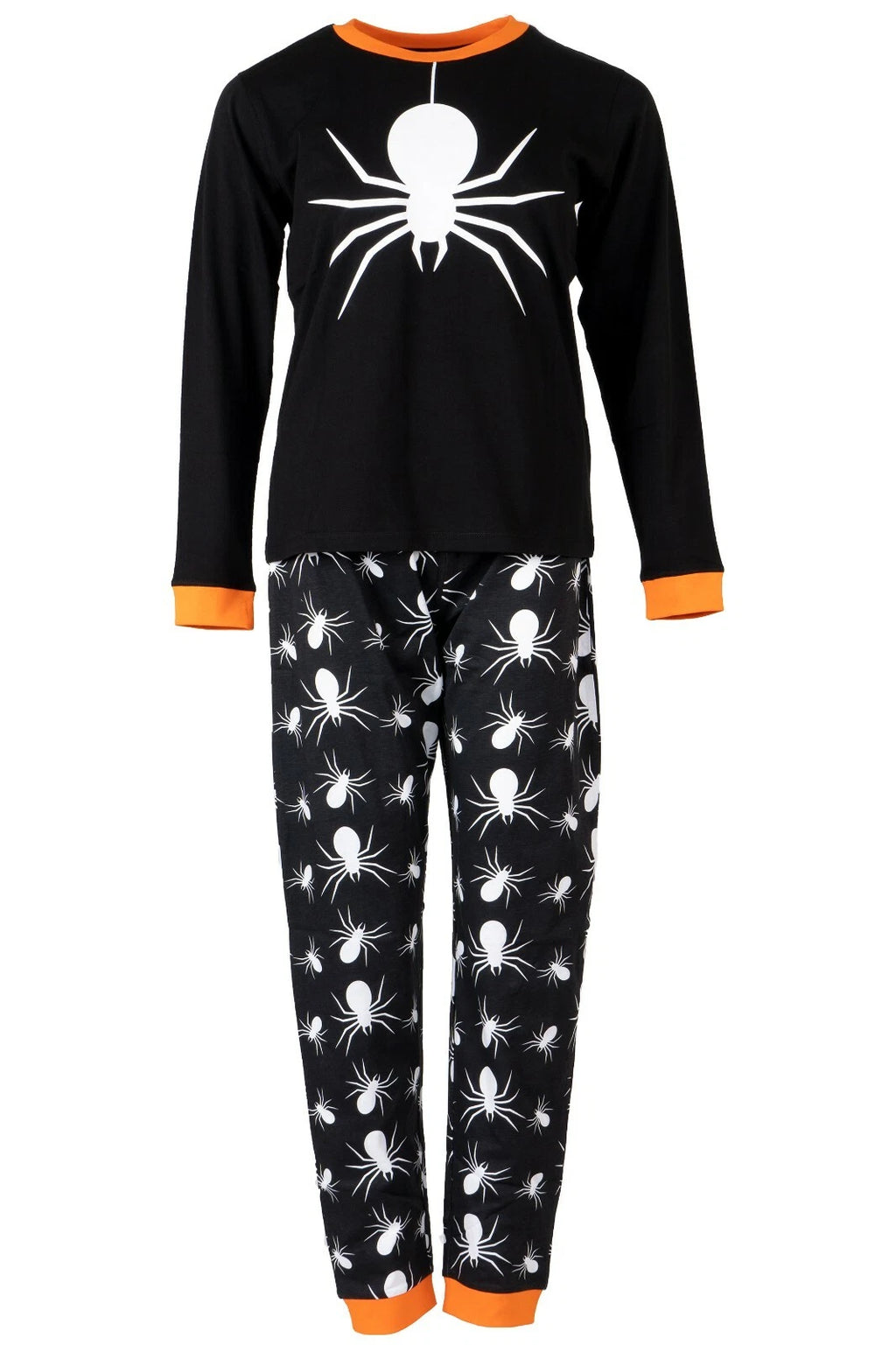 Kids Halloween Pyjamas Set Boys Girls Pumpkin Orange Spider Nightwear Top Bottom
