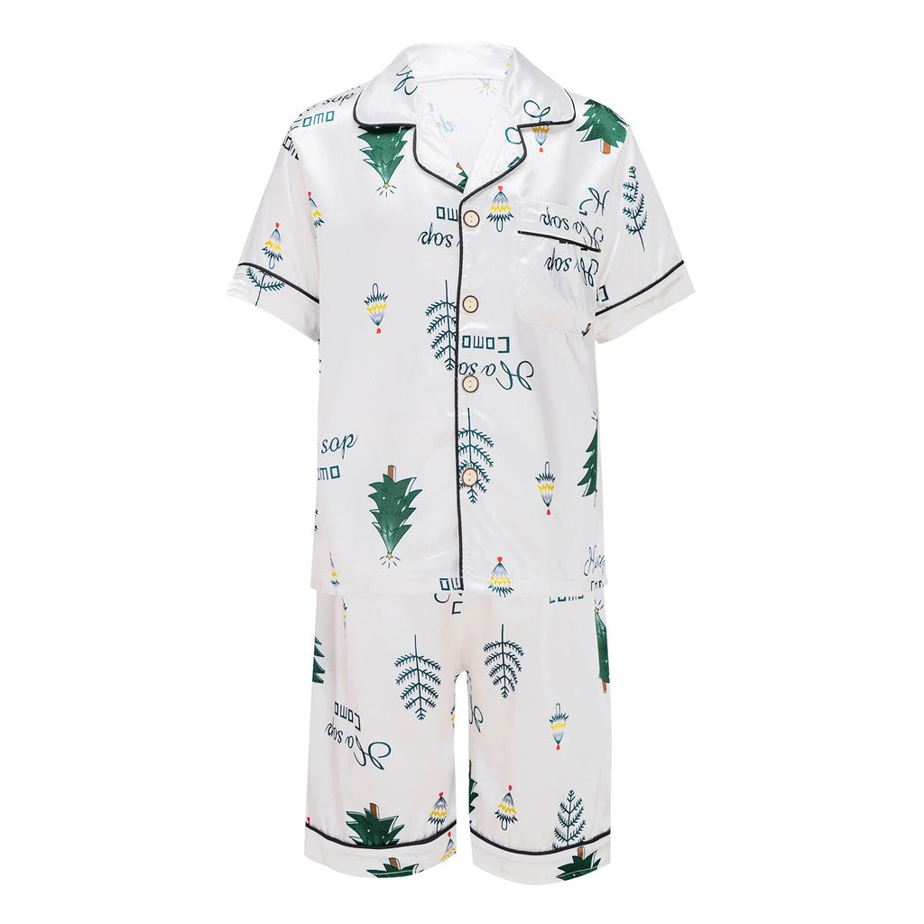 Boys Girls Pajamas Set Sleepwear Button Closure Top Shorts Nightwear Loungewear