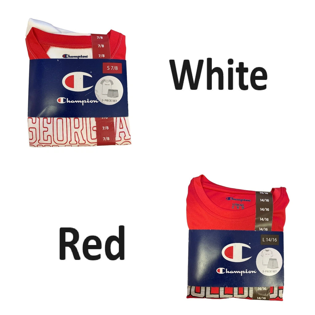 Champion Youth Short Sleeve Georgia Bulldogs 2 Piece Pajama Sleep Set