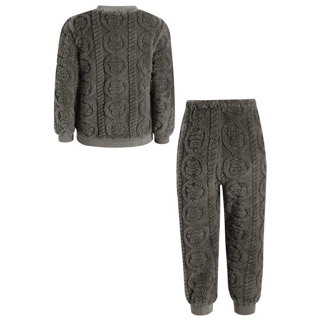 Kids Set Warm Pajamas Stand Collar Sleepwear Long Sleeve Nightwear Sleep Fancy