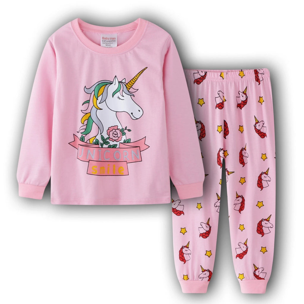 NEW Disney Cartoon Print Girls Long Sleeve 2-Piece Set Pajama