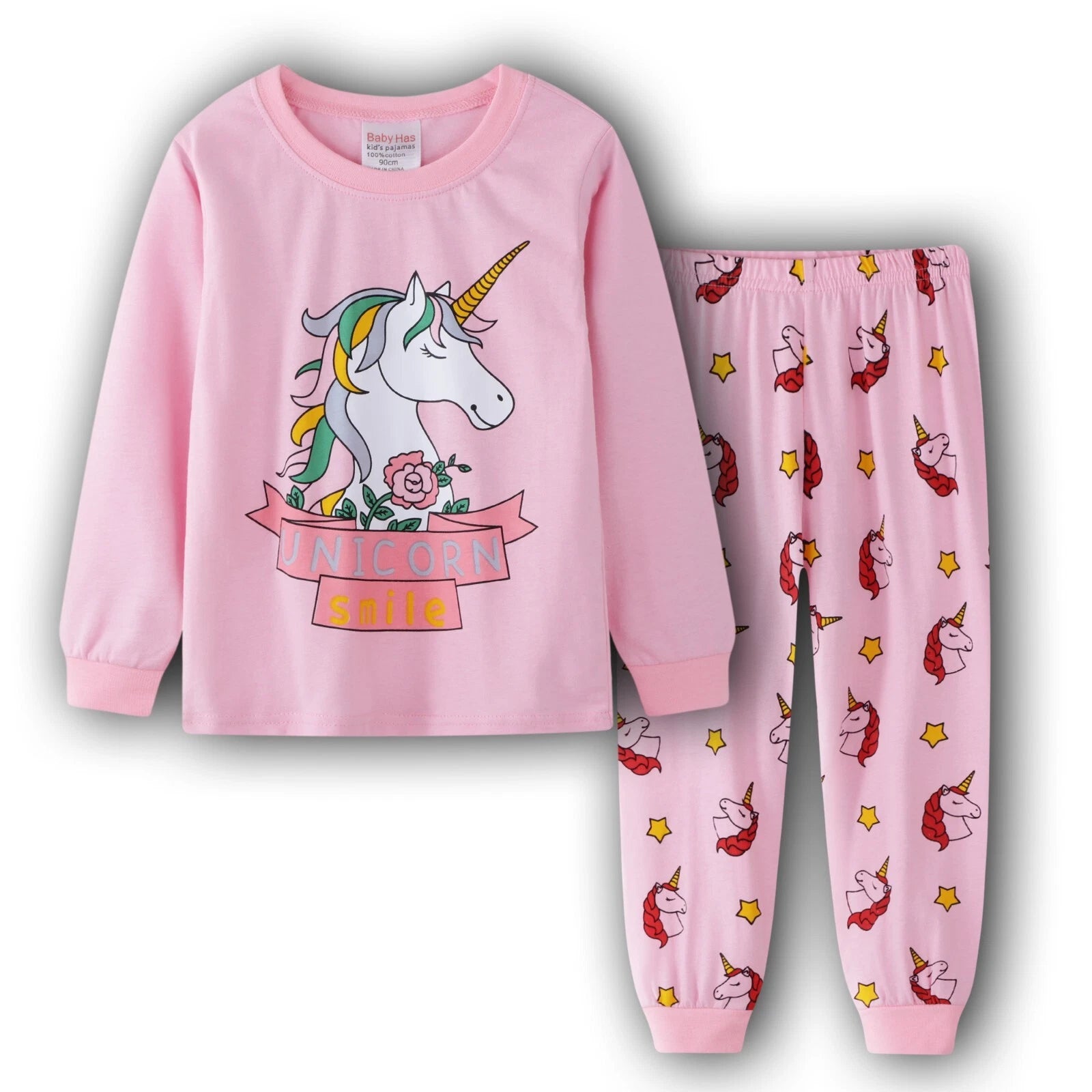NEW Disney Cartoon Print Girls Long Sleeve 2-Piece Set Pajama