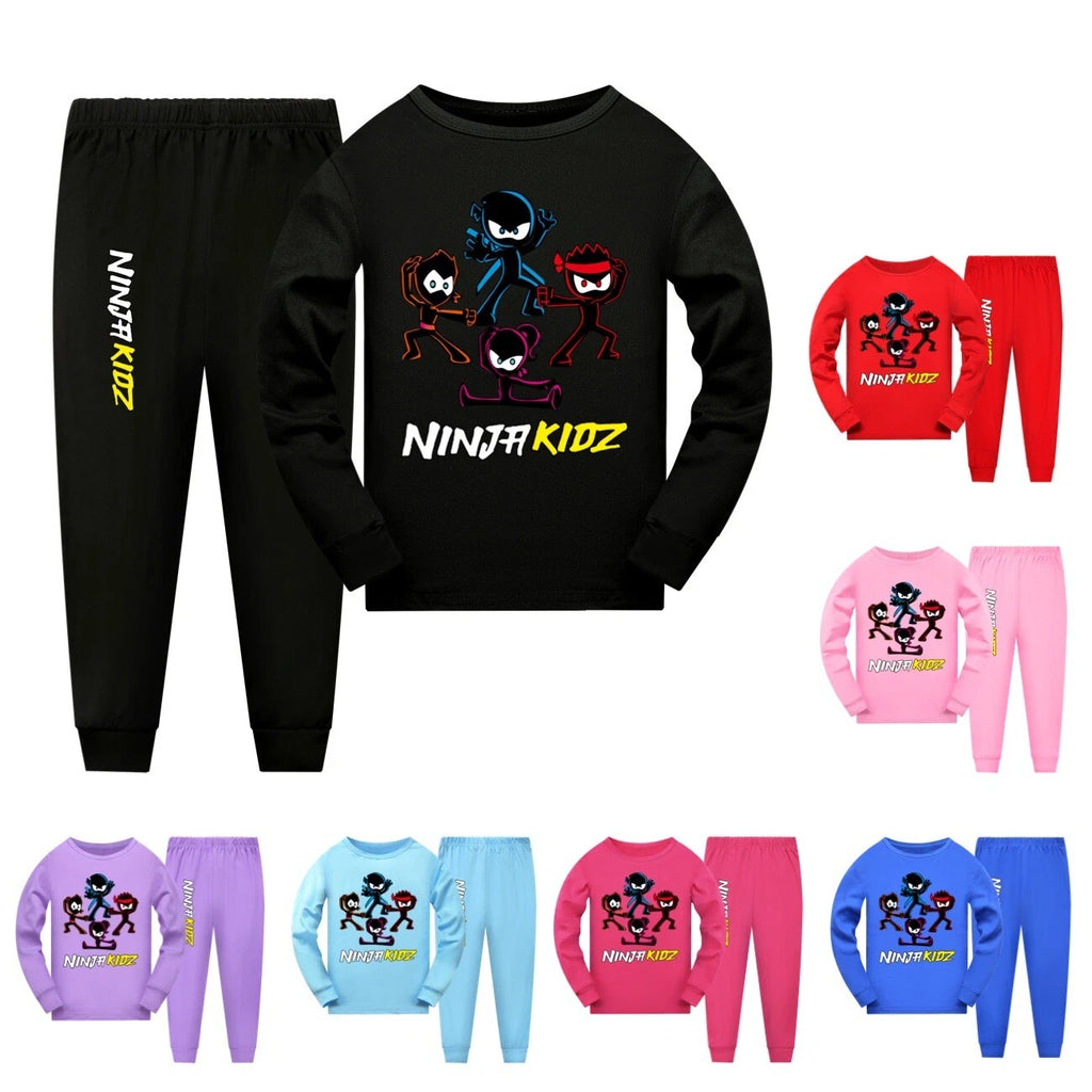 110-170 Ninja Kids Ninja Kids Kids Long Sleeve Trousers Pajamas Suit HighQuality
