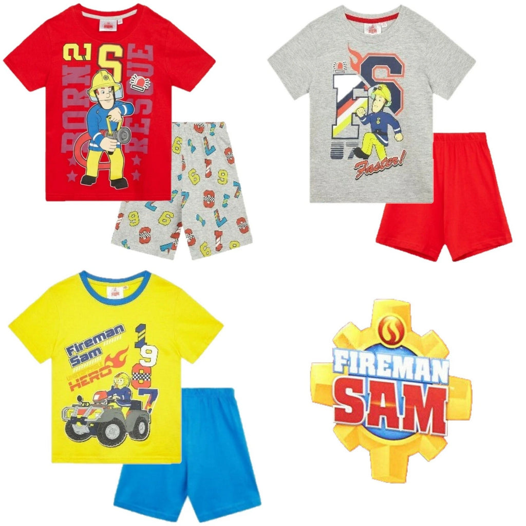 Boys Kids Children Fireman Sam Pyjamas T-Shirt Shorts Set pjs Age 2 3 4 5 6 yrs