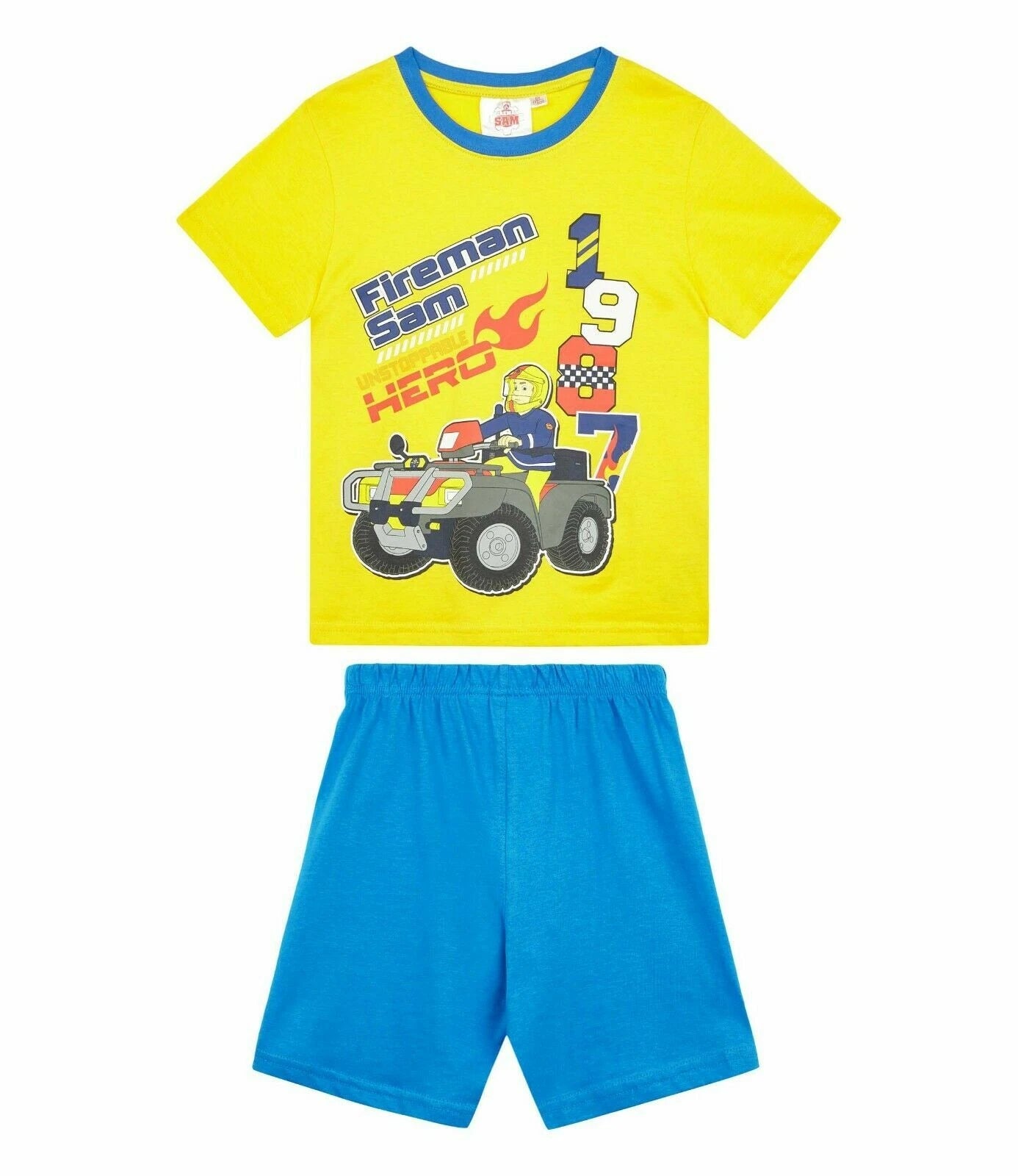 Boys Kids Children Fireman Sam Pyjamas T-Shirt Shorts Set pjs Age 2 3 4 5 6 yrs