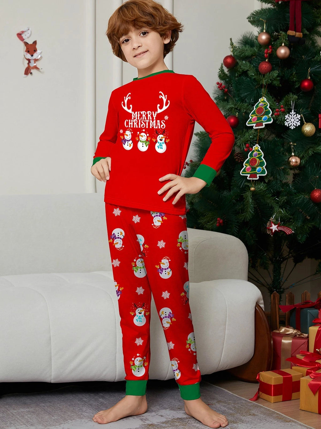 Family Matching Christmas Snowman Pyjamas Adult Kids Xmas Nightwear Pjs Set