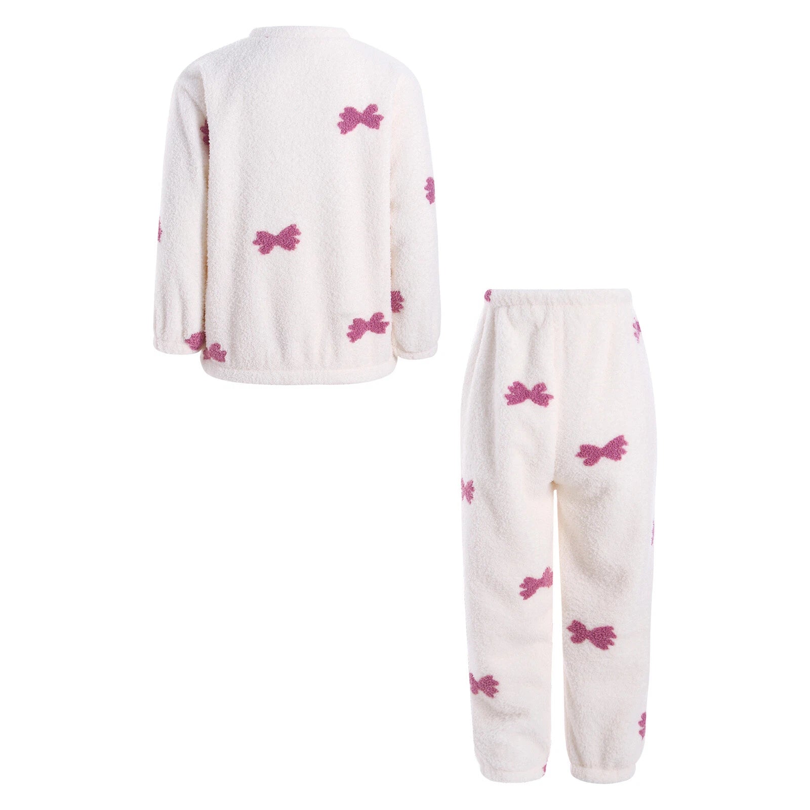 Kids Pyjamas Fleece Nightwear Elastic Waist Pyjama Set Warm 2 Piece-