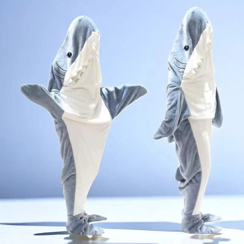 Cute Shark Warm Hoodie Cartoon Pajamas Blanket Sleeping Bag Costume Sleepwear