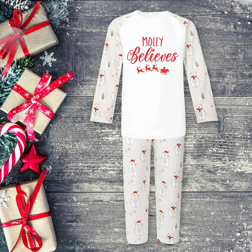 Personalised Christmas Pyjamas PJs Set  Eve Xmas Kids Children's
