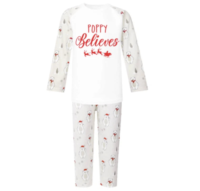 Personalised Christmas Pyjamas PJs Set  Eve Xmas Kids Children's