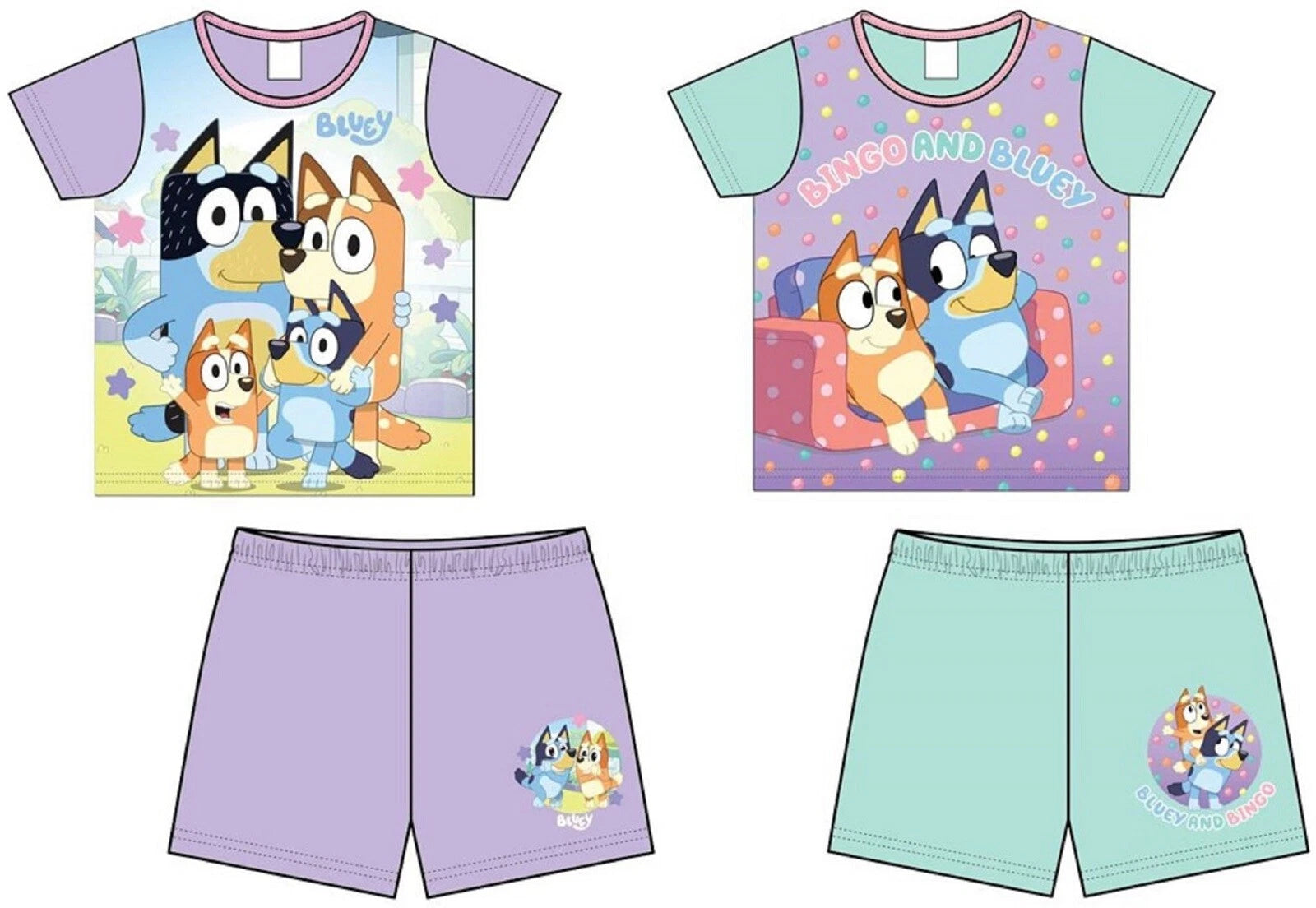 BLUEY Girl's Short Pyjamas / Shorty/Summer PJs Sizes 18 Months-5 Years