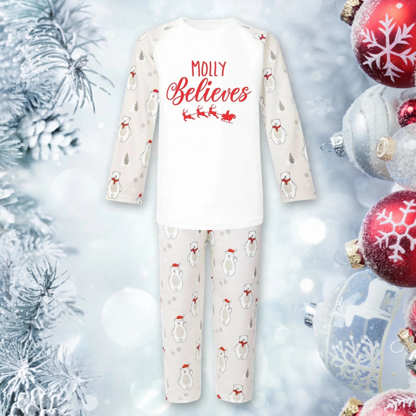 Personalised Christmas Pyjamas PJs Set  Eve Xmas Kids Children's