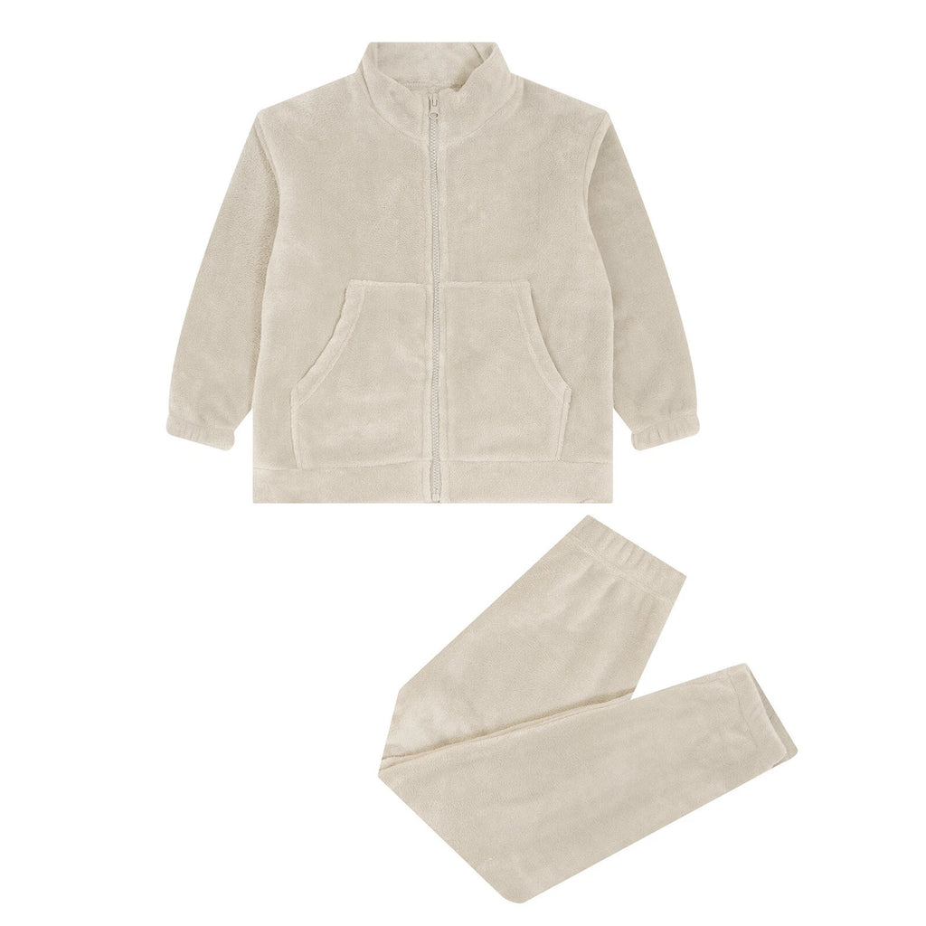 Kids Nightwear Warm Pajama Set Comfy Sleepwear Zipper Homewear 2 Piece Outfits