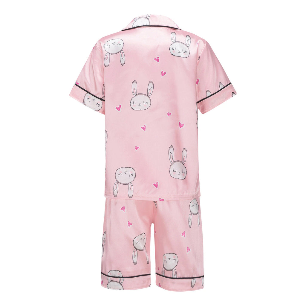 Boys Girls Pajamas Set Sleepwear Button Closure Top Shorts Nightwear Loungewear