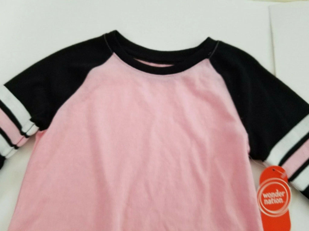 Girls Wonder Nation Brand 2 Piece LS Top Short Pajama Pink & Black Size 4-5 XS