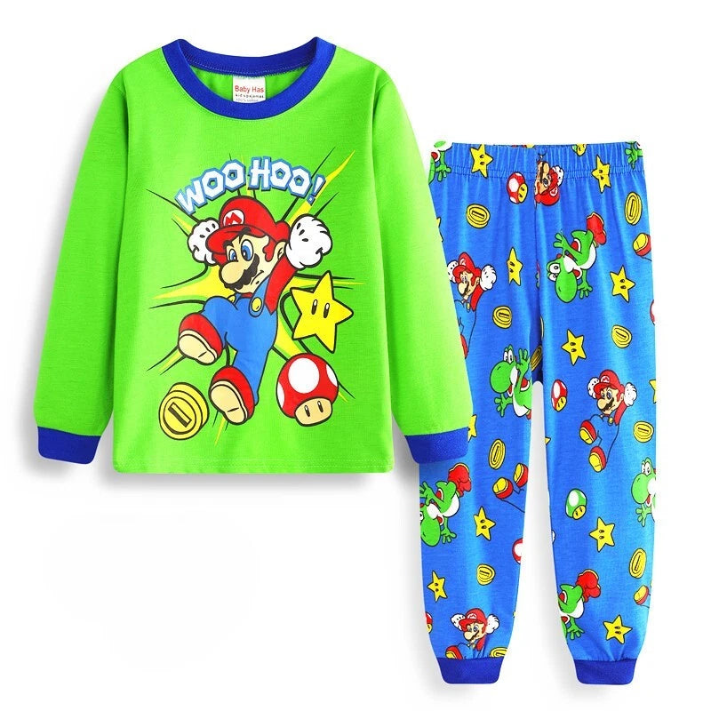 NEW Cartoon Print Boys Long Sleeve 2-Piece Pajama Set