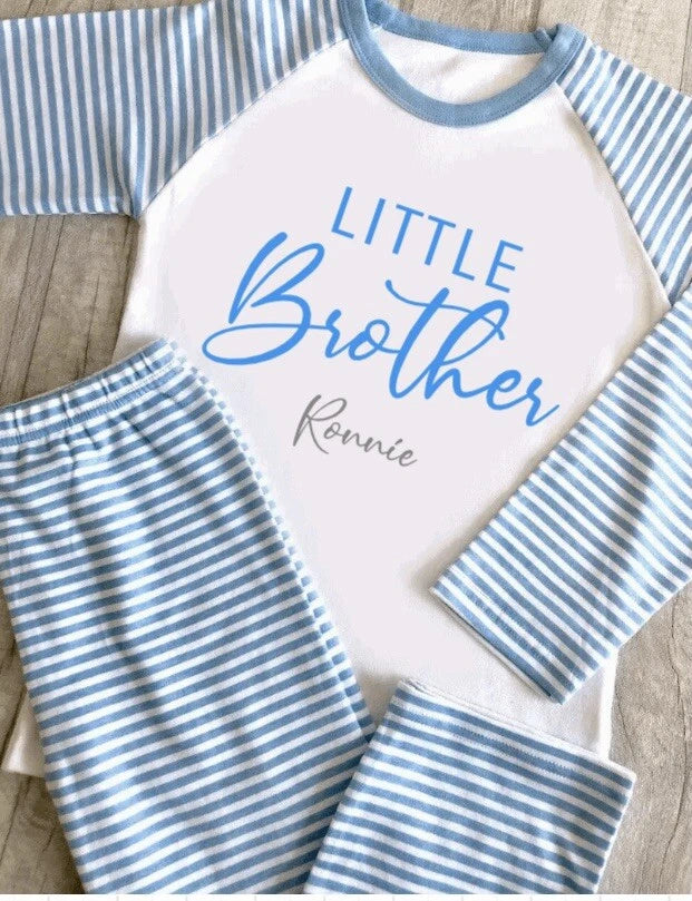 personalised matching sibling pyjamas big little sister brother PJs
