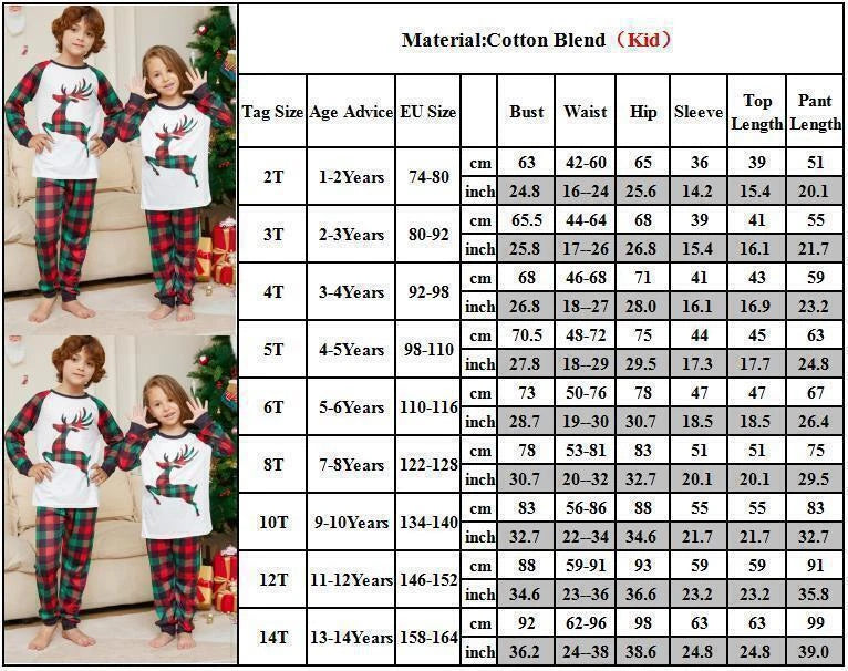 2025 Christmas Deer Grid Print Family Pyjamas Kids Adults Nightwear Pajamas Set*