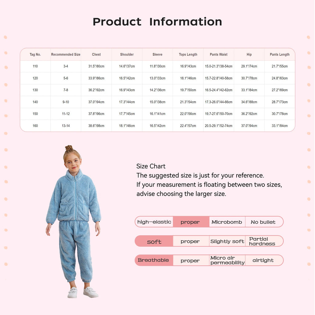 Kids Boys Girls Pajama Set Warm Homewear Flannel Outfits Pants Loungewear Tops