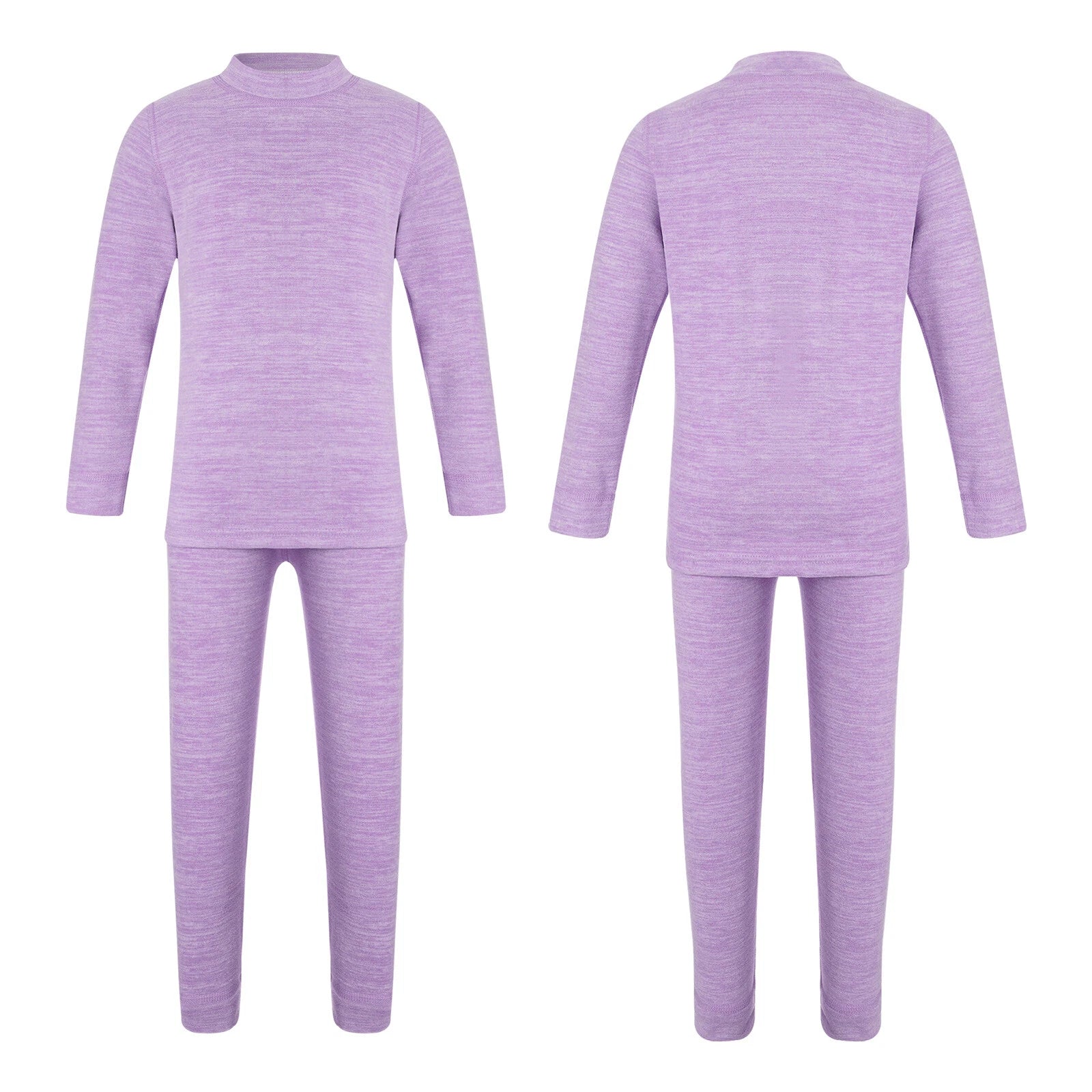Girls Boys Pajamas Unisex Base Layer Suit Mock Neck Thermal Underwear Set Warm