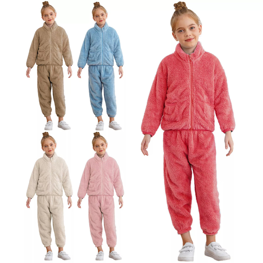 Kids Boys Girls Outfits Warm Homewear Flannel Pajama Set Clothing Sleepwear