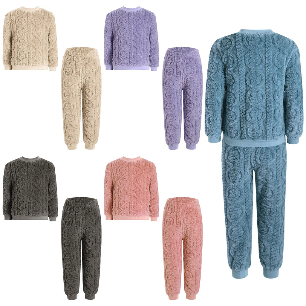 Kids Set Warm Pajamas Stand Collar Sleepwear Long Sleeve Nightwear Sleep Fancy