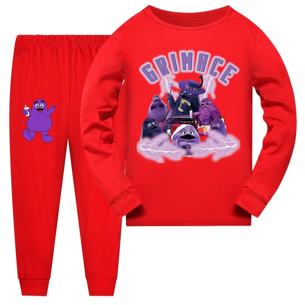 Children's Grimace Purple Print Fashionable Pajamas Casual Suit Daily Gift Hot
