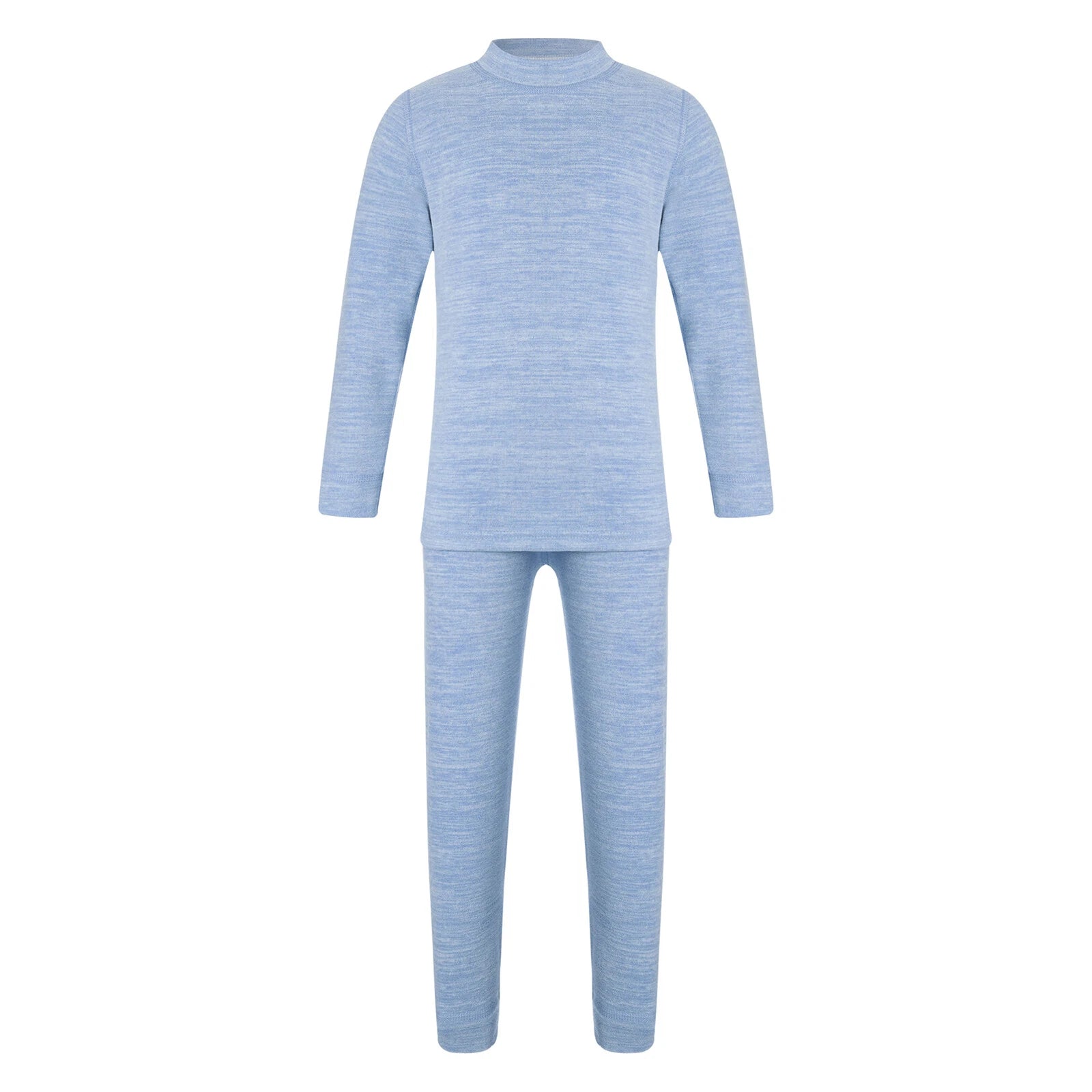 Girls Boys Pajamas Unisex Base Layer Suit Mock Neck Thermal Underwear Set Warm