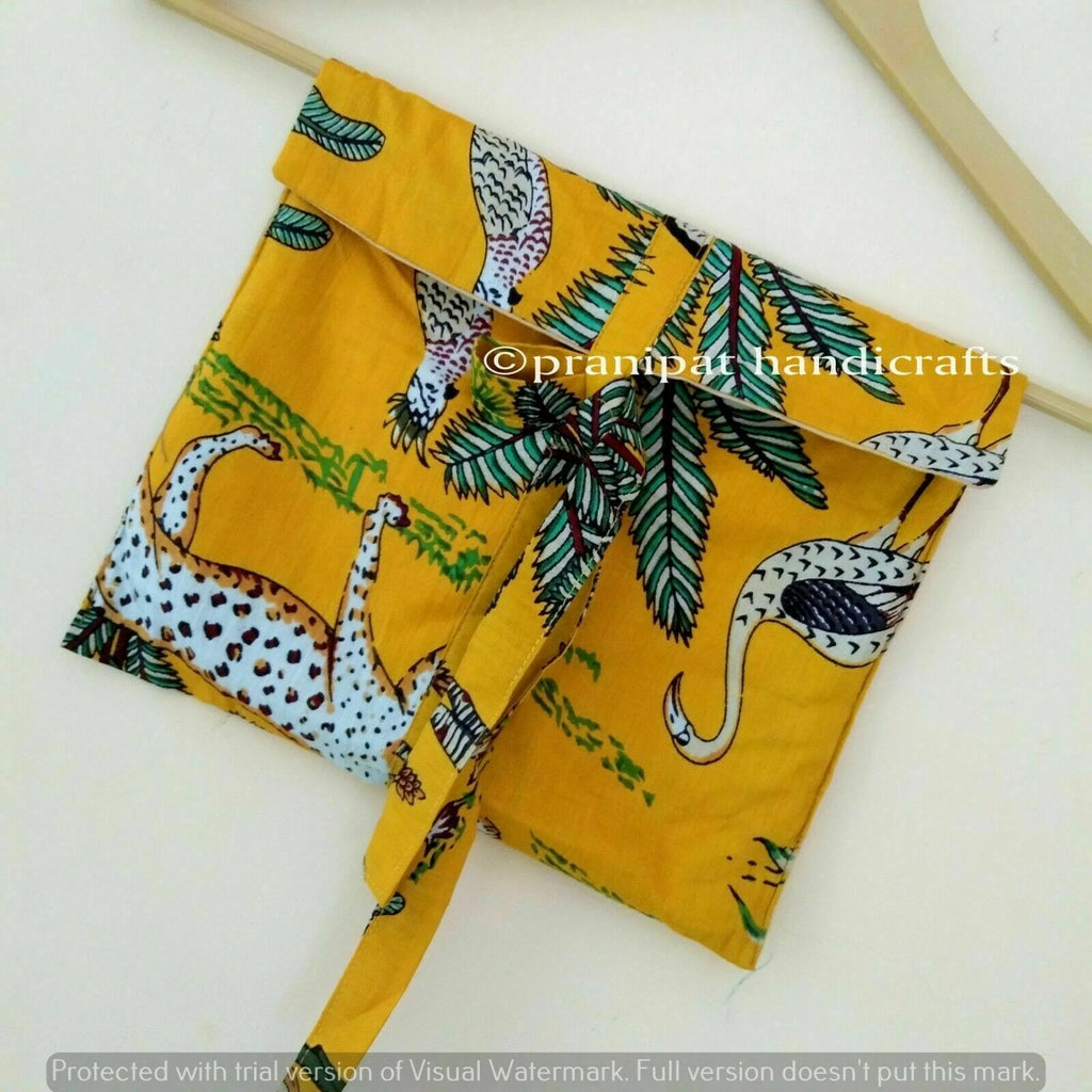 Indian Animal Printed Cotton Yellow Hippie Women Gypsy Sleepwear Boho Pajama set