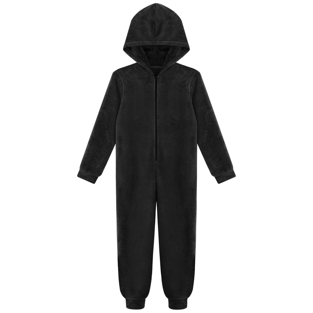Unisex Kids Fleece Hooded Jumpsuit for Boys Girls Zip-up One Piece Pjs Sleepwear