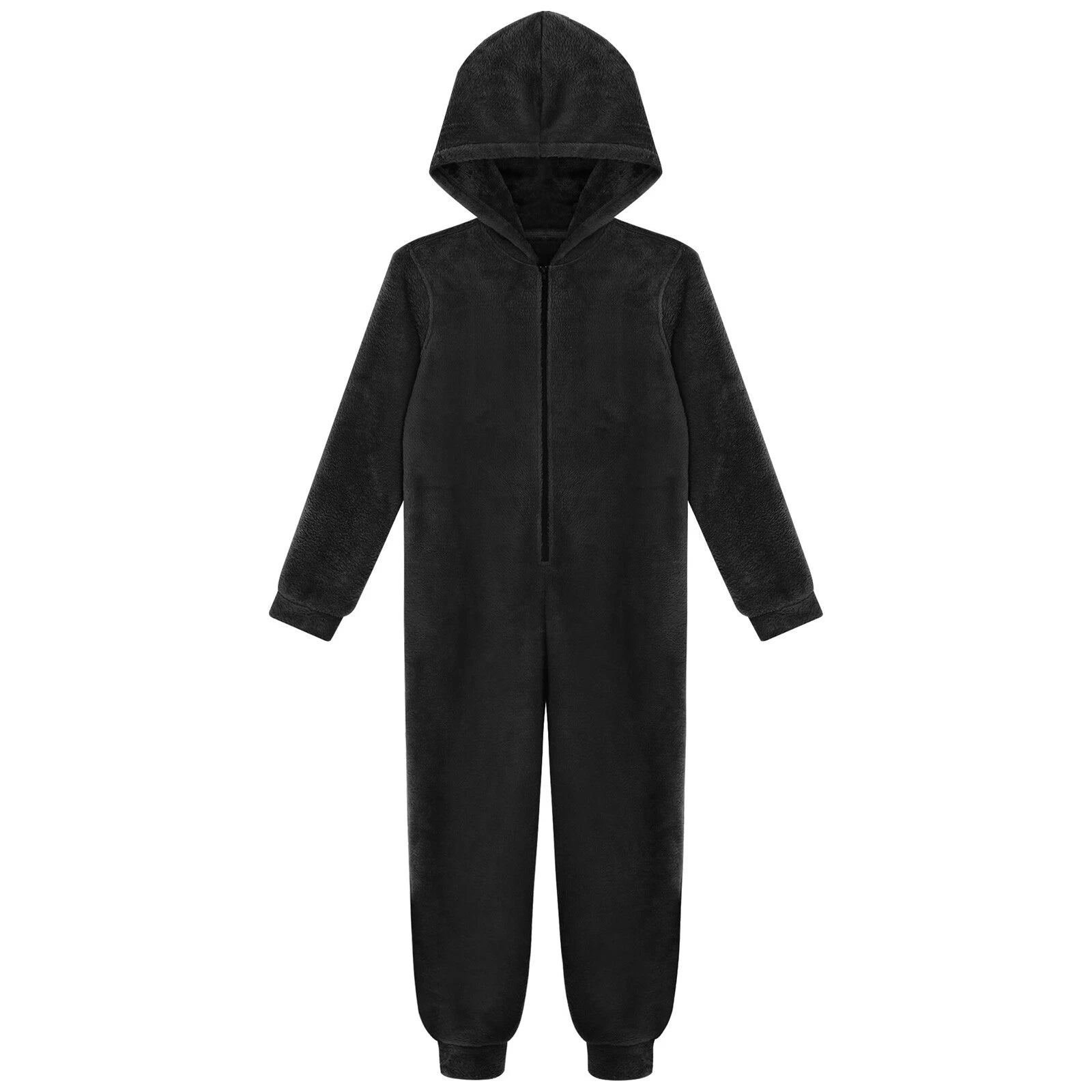 Unisex Kids Fleece Hooded Jumpsuit for Boys Girls Zip-up One Piece Pjs Sleepwear