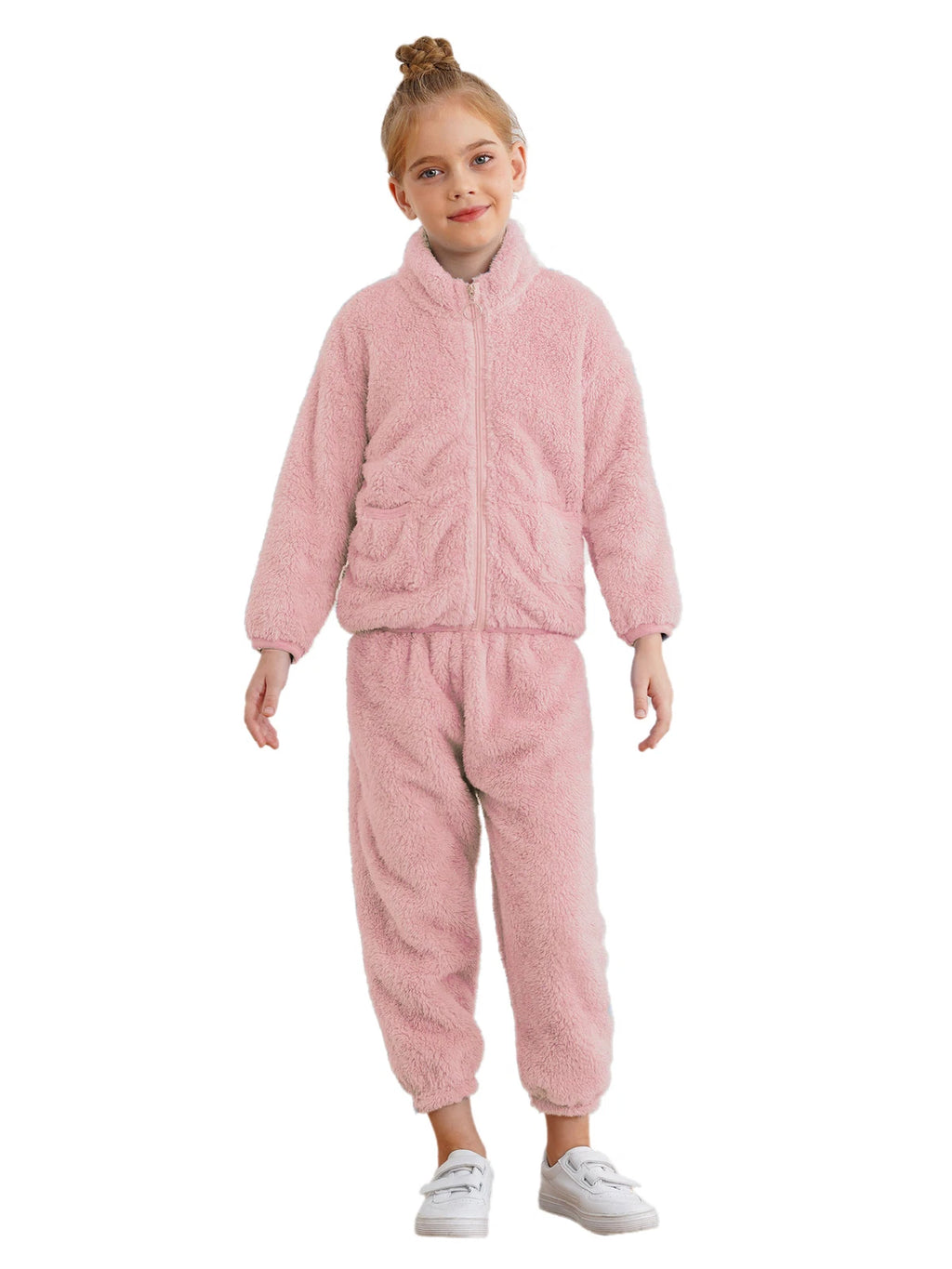 Kids Boys Girls Homewear Long Sleeve Outfits Zipper Pajama Set Comfy Sleepwear