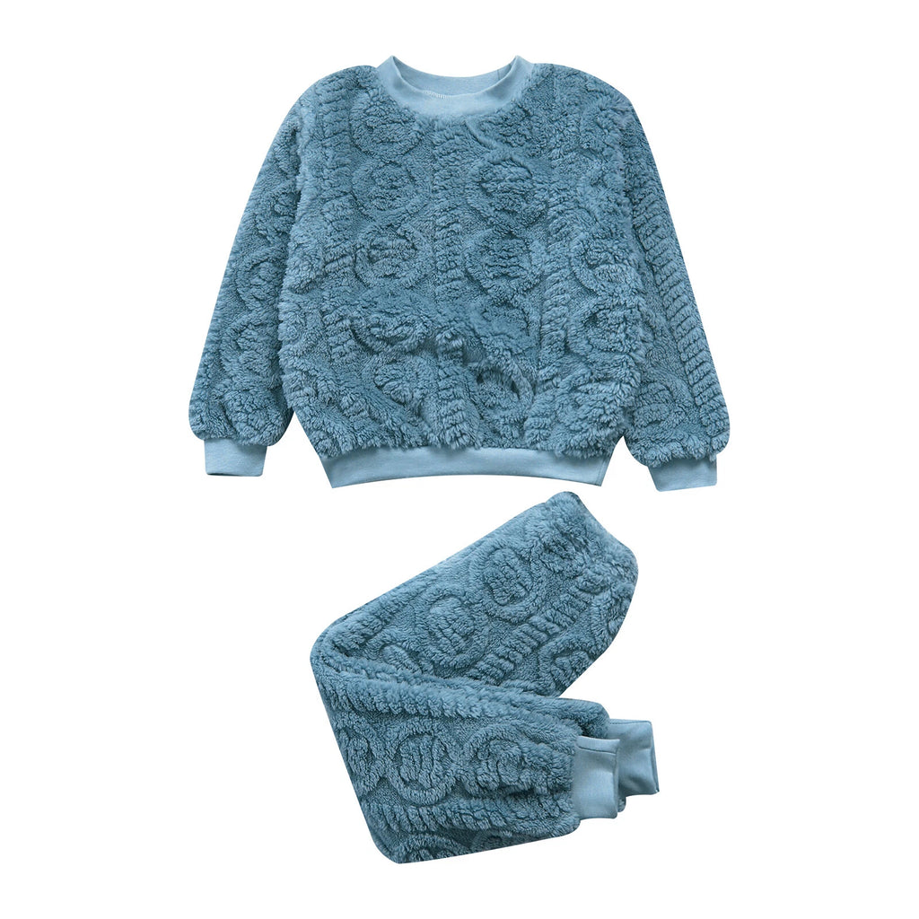 Kids Set Warm Pajamas Stand Collar Sleepwear Long Sleeve Nightwear Sleep Fancy