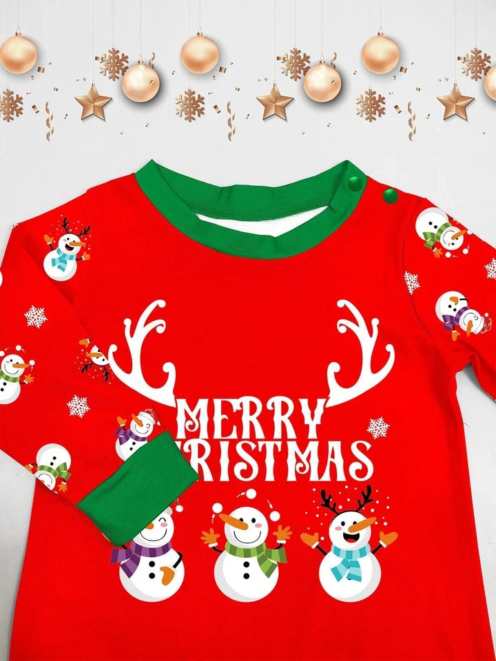 Family Matching Christmas Snowman Pyjamas Adult Kids Xmas Nightwear Pjs Set