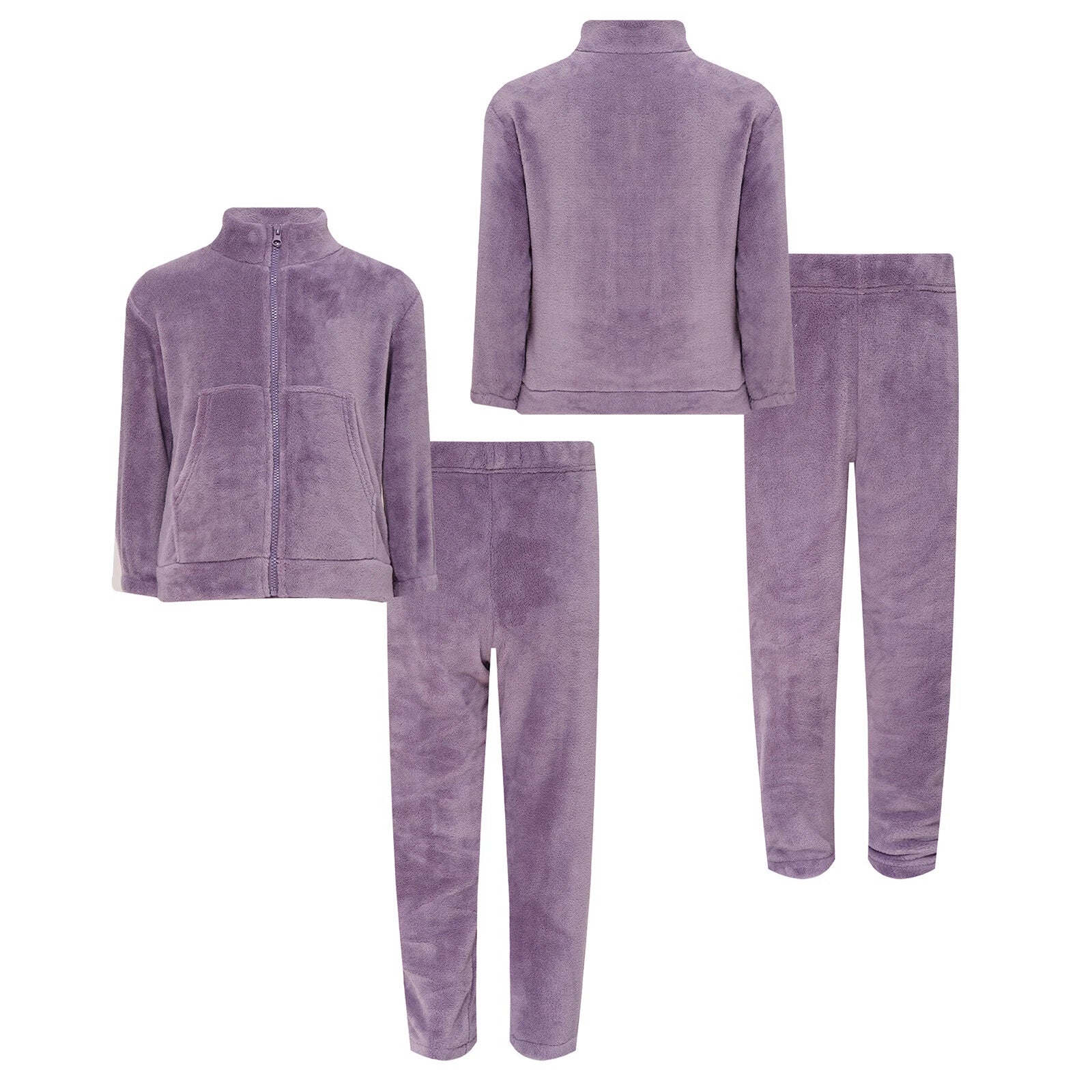 Kids Pajama Set Flannel Nightwear Soft Sleepwear Long Sleeve Homewear Fuzzy