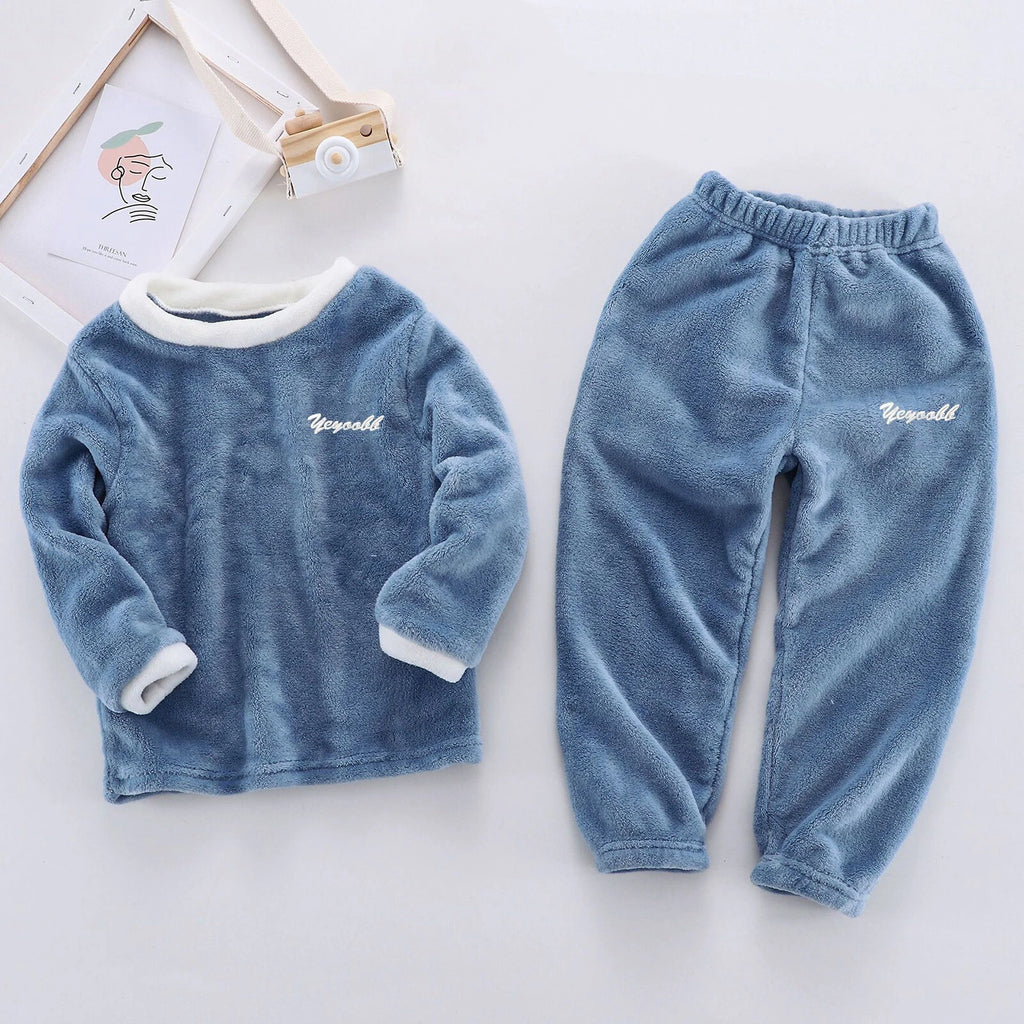 Girls Boys Pajamas Suit Long Sleeve Tops with Pants Sleepwear Winter Nightwear