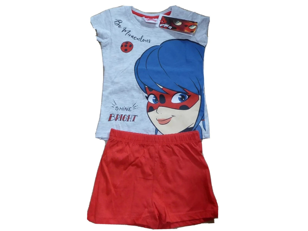 Girls Pyjamas Short Sleeve PJs Miraculous Tales Of Ladybug & Cat Noir PJ 2 Piece