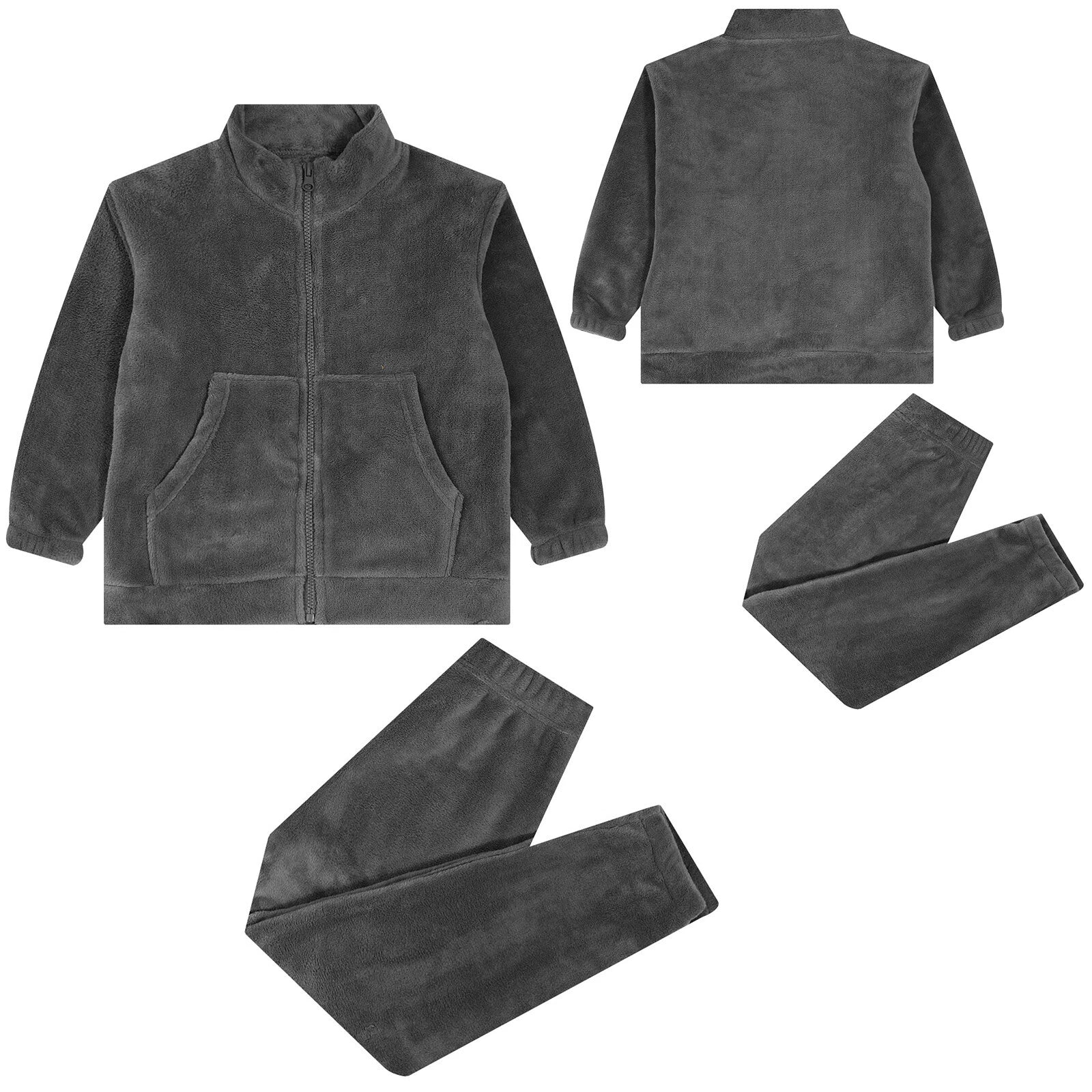 Kids Nightwear Warm Pajama Set Comfy Sleepwear Zipper Homewear 2 Piece Outfits