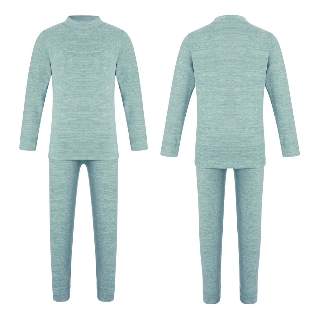 Girls Boys Pajamas Unisex Base Layer Suit Mock Neck Thermal Underwear Set Warm
