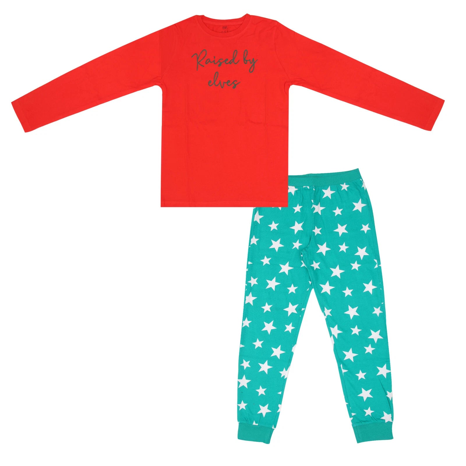 GIRLS CHRISTMAS PYJAMAS RAISED BY ELVES XMAS PJ SET NIGHT WEAR 7-14 YEARS NEW