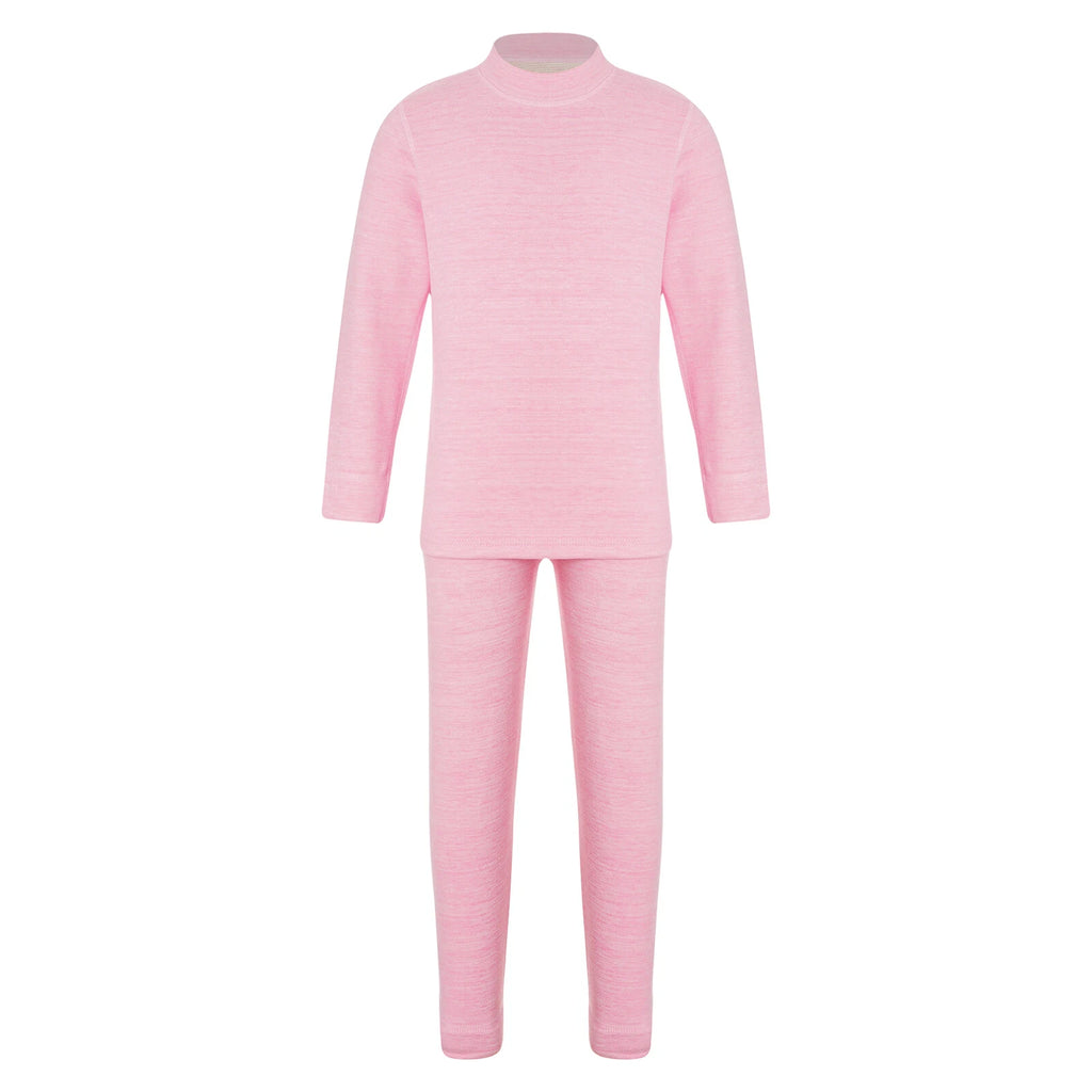 Girls Boys Pajamas Unisex Base Layer Suit Mock Neck Thermal Underwear Set Warm