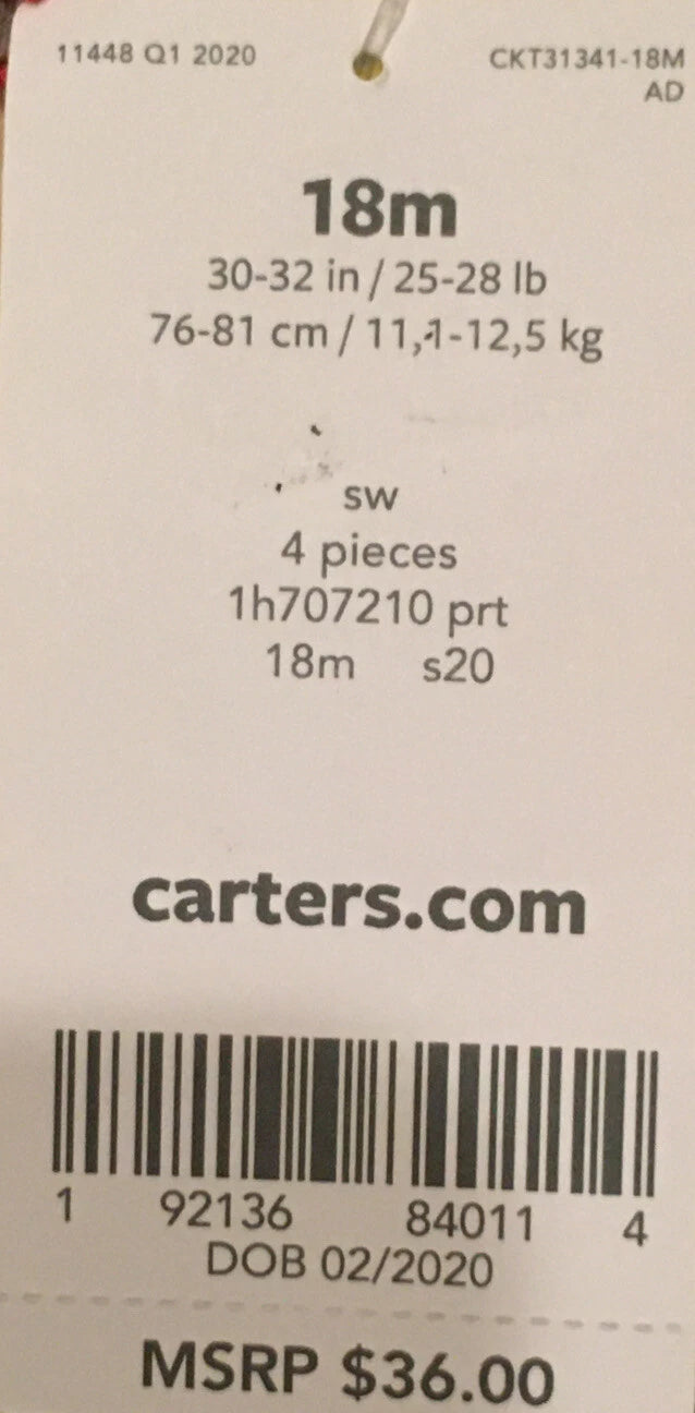 CARTER’S Pajamas Baby/Toddler 2PC-4PC Cotton Snug Fit Short-Sets 9M,-24M, 4T NWT