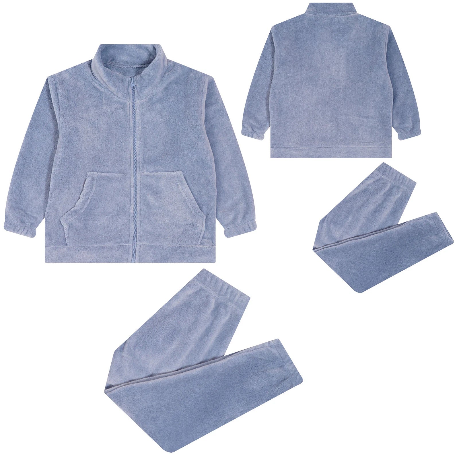 Kids Nightwear Warm Pajama Set Comfy Sleepwear Zipper Homewear 2 Piece Outfits