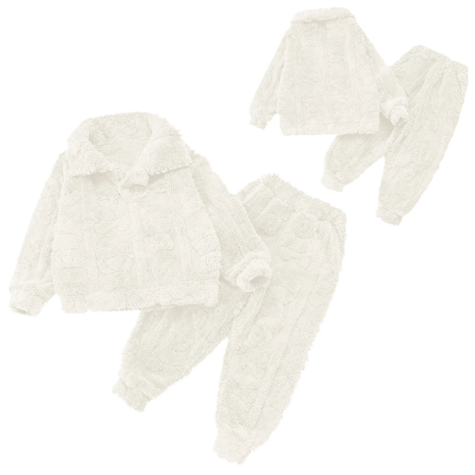 Kids Set Casual Pajamas Winter Sleepwear Elastic Waistband Top With Long Pants