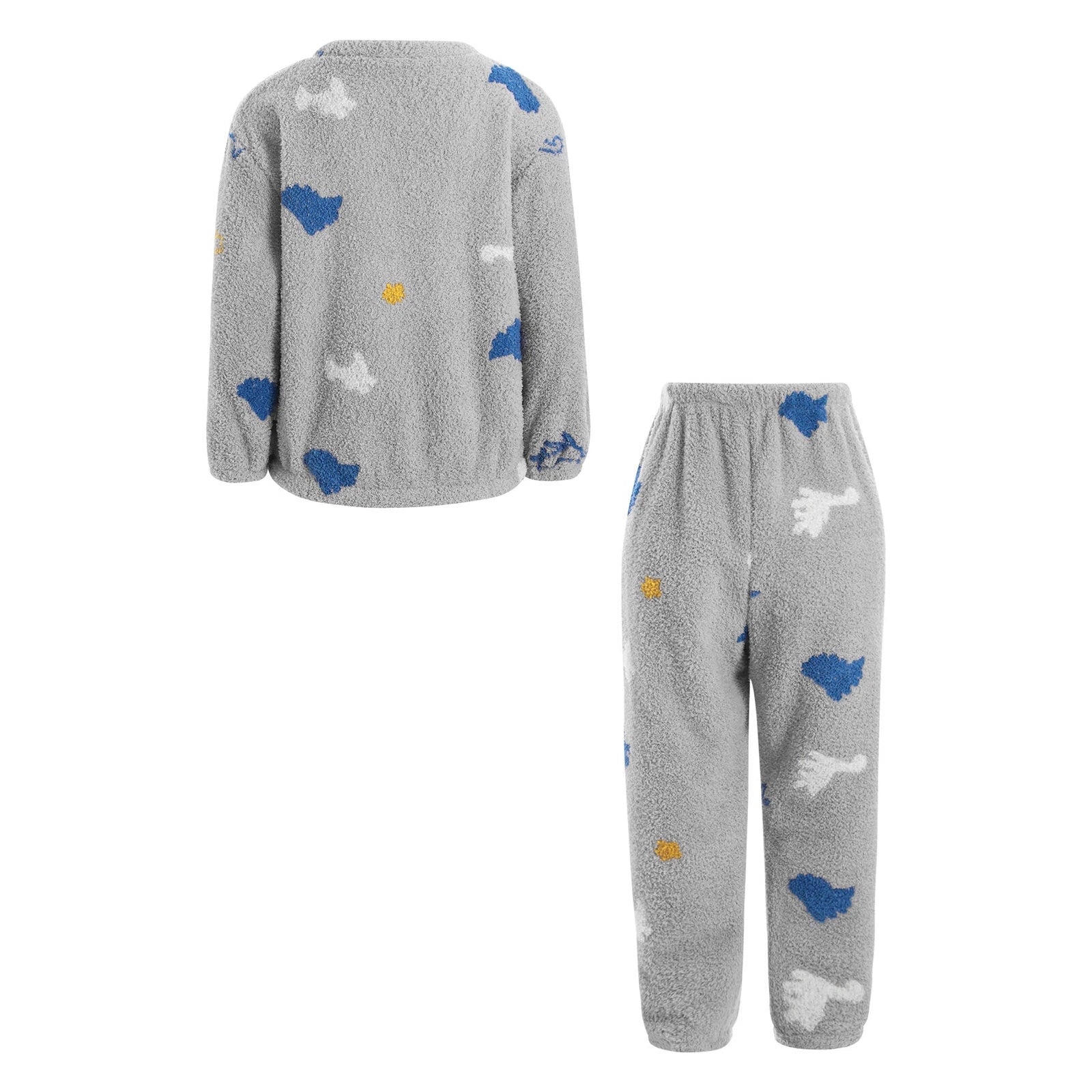 Kids Pyjamas Fleece Nightwear Elastic Waist Pyjama Set Warm 2 Piece-
