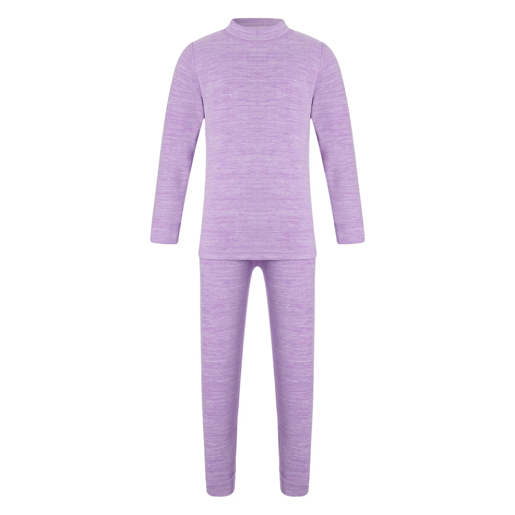 Girls Boys Pajamas Unisex Base Layer Suit Mock Neck Thermal Underwear Set Warm