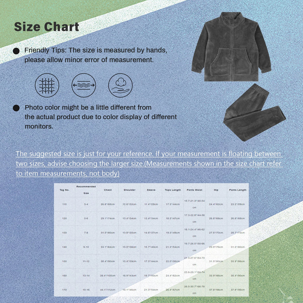 Kids Pajama Set Flannel Nightwear Soft Sleepwear Long Sleeve Homewear Fuzzy